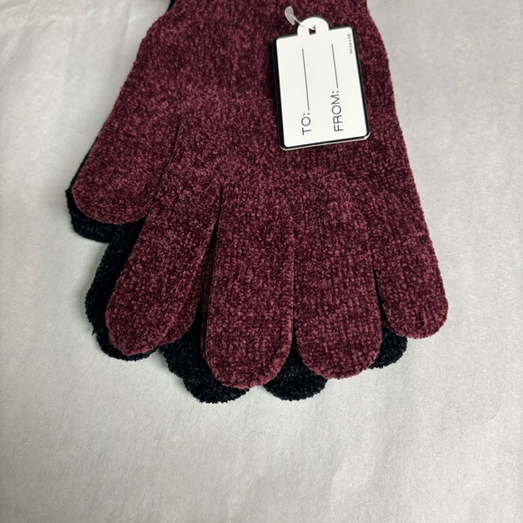 New Laundry Gloves 2 Pairs Set Women’s Maroon & Black Knit Casual Winter Preppy - Picture 11 of 12